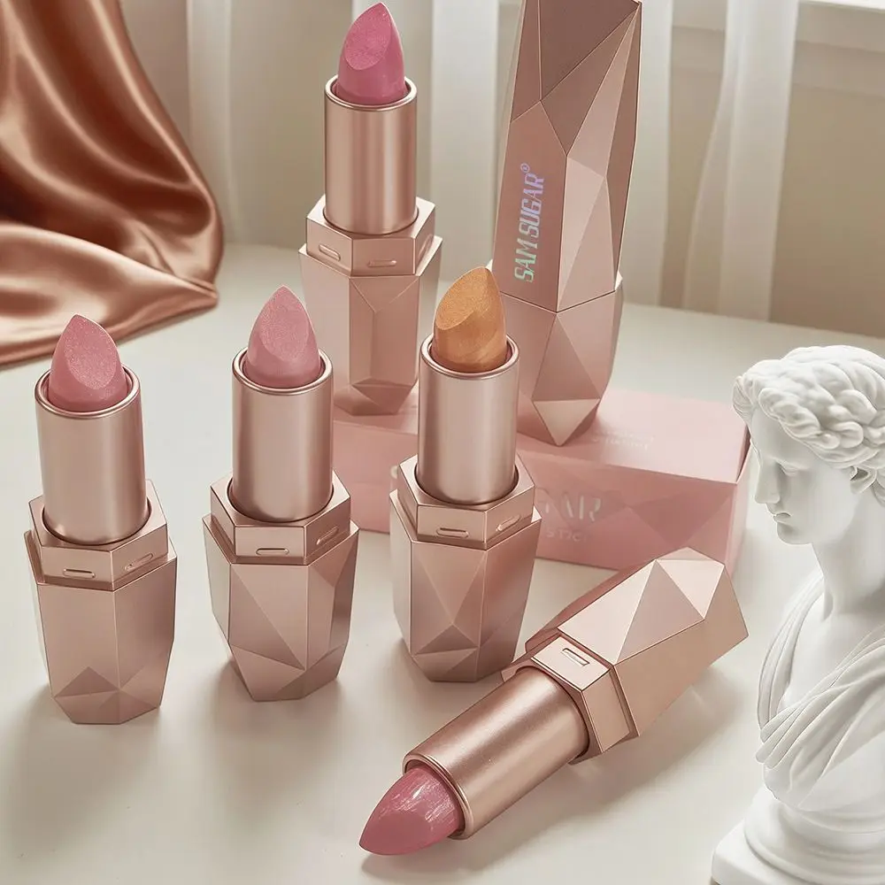 Waterproof Diamond Lipstick Smudgeproof Moisturizing Pearl Lipstick Long Lasting Pearl Lustre Lip Color Stick Daily Makeup