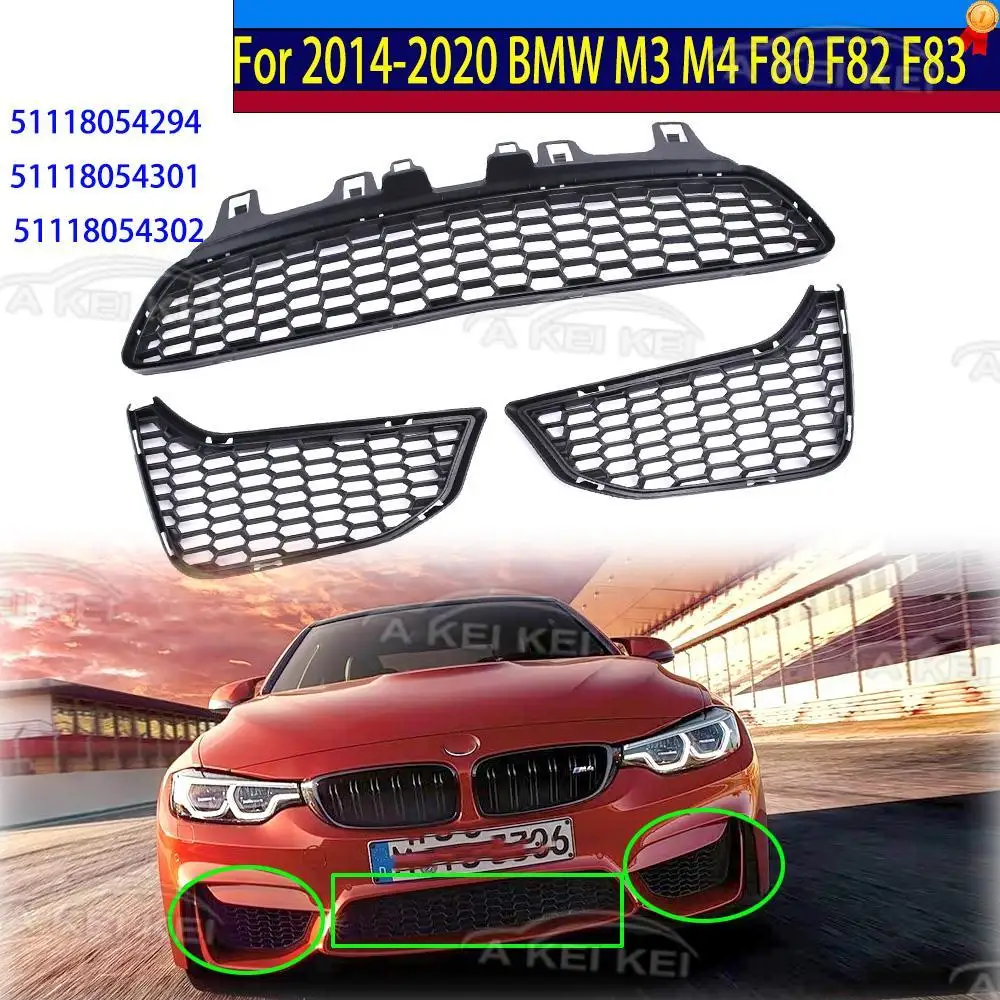 

51118054294 For BMW M3 M4 (F80 F82 F83) 2014-2020 Front Bumper Grille 51118054301 51118054302 Fog Light Bezel Grille
