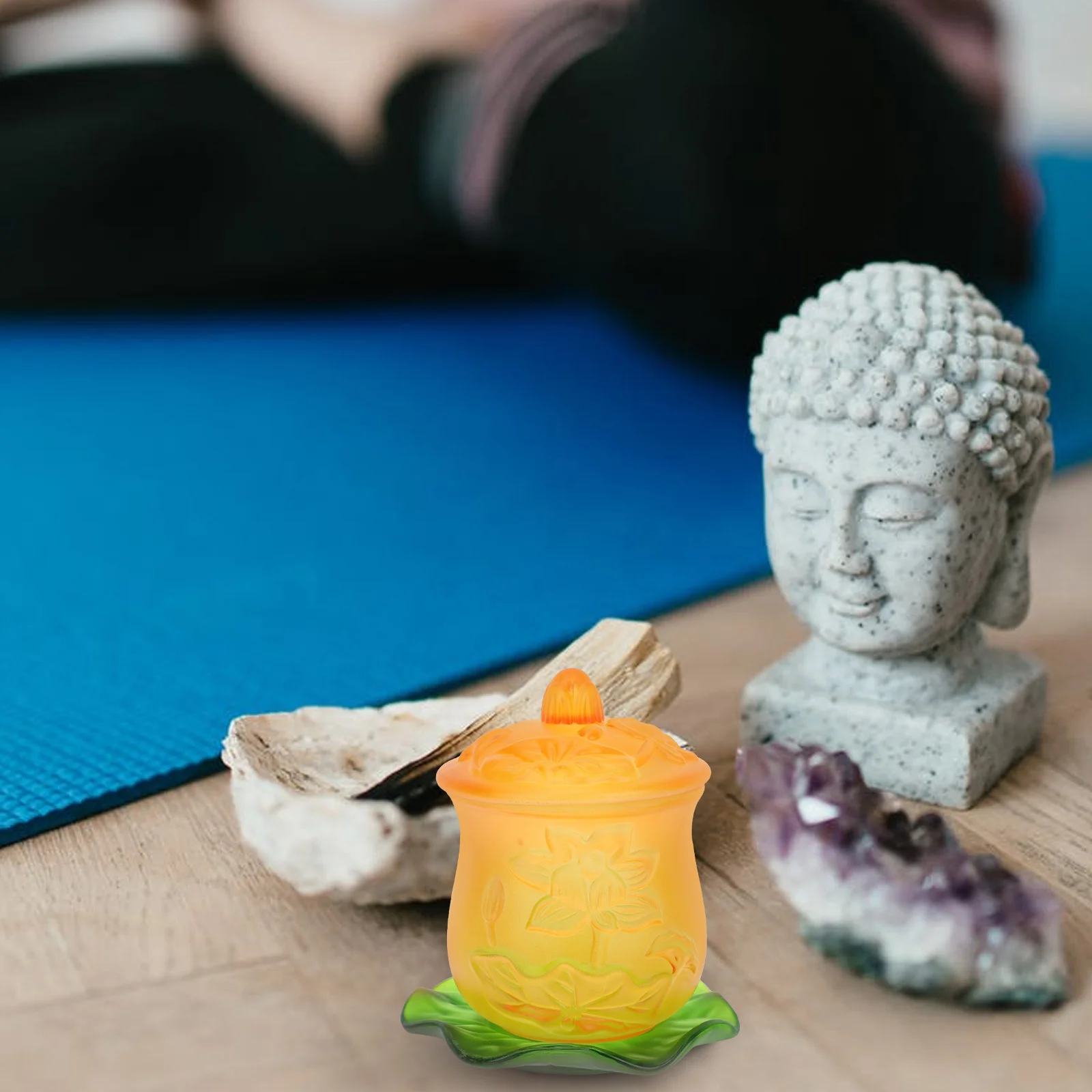 مجموعة واحدة من كوب الماء البوذي الرائع، مادة عالية الجودة، كوب اللوتس ذو سطح أملس عديم الرائحة لتزيين المنزل في المعبد