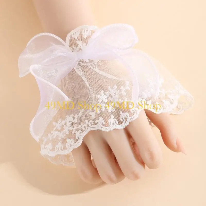 49MD Elegant Trim Embroidered Bend Net Gloves Sheer Ventilated Sleeves For Weddings Parties Evening Incidents Against Slip Plan