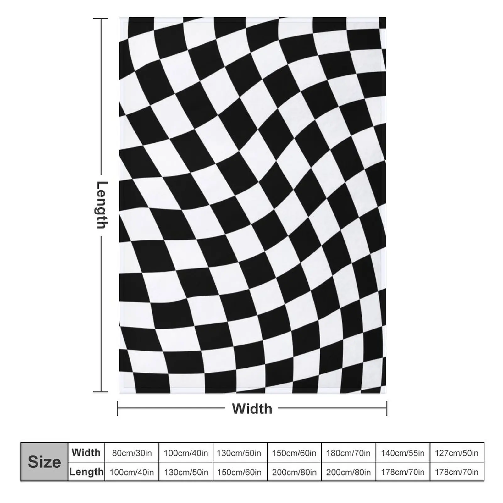 Black and White Swirl Checker Throw Blanket Camping Shaggy Sofa Quilt Blankets