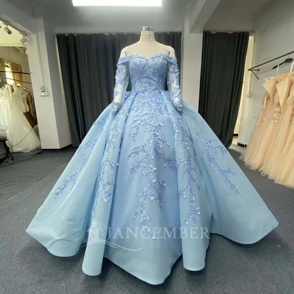 Quinceanera Dresses with Long Sleeves Scoop Birthday Party Gowns Plus Size Debutante Dress Vestidos De 15 Anos Customized