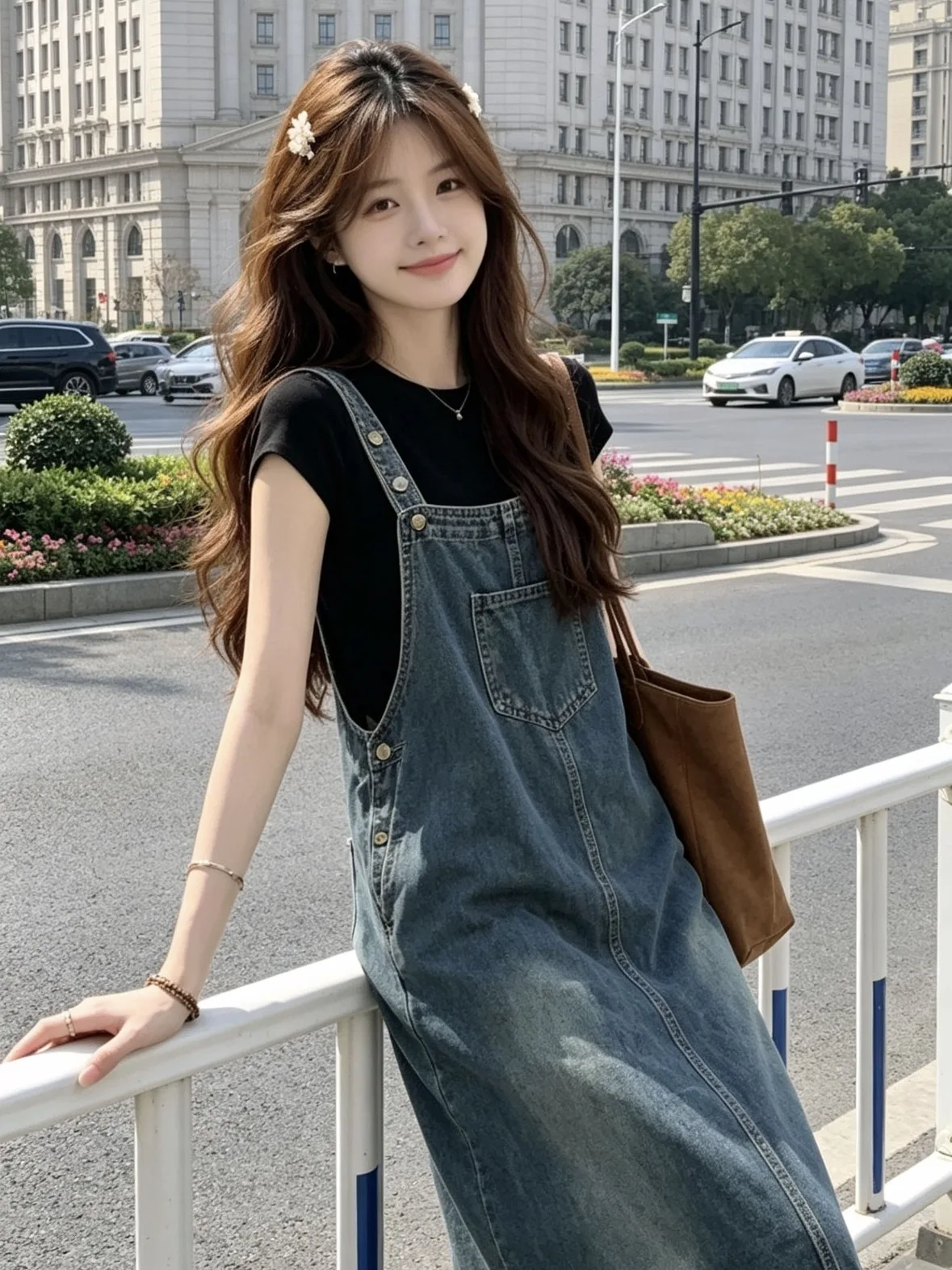 2026 New Fashionable Denim Halter Dress Age-Defying Salt Series Vintage Slit Loose Versatile Women's Midi Skirt Casual Cotton