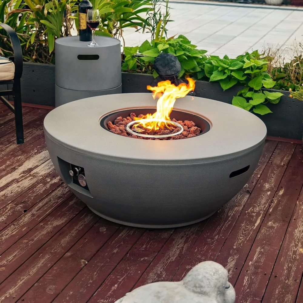 

36" Propane Outdoor Gas Fire Pit Table 2-Pieces,50000 BTU Round Steel Fire Pit with Tank Holder for Outside Patio Deck Garden