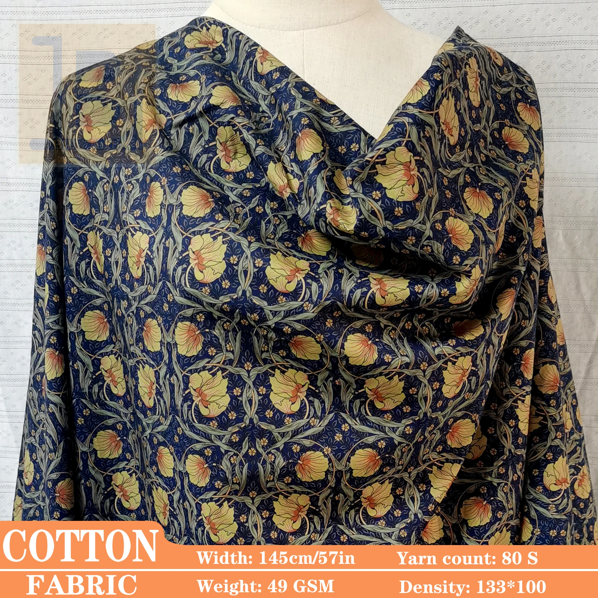 

100% хлопчатобумажная ткань, похожий стиль Свободы Моррис, дышащая и мягкая для классических рубашек, дизайнерская ткань для шитья своими руками (на метр)