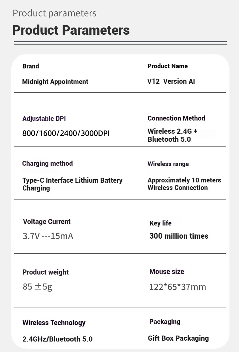 Ai Voice Mouse سماعة لاسلكية تعمل بالبلوتوث ثنائي الوضع قابل لإعادة الشحن لأجهزة الكمبيوتر المحمول والكمبيوتر الكتابة الصوتية ترجمة Deepseek Gpt مكتب ذكي #6