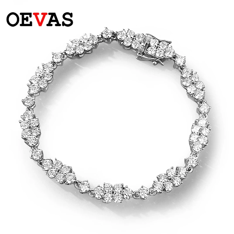 

OEVAS 2MM 3MM High Carbon Diamond Wreath Bracelet 100% 925 Sterling Silver Fashion White Gold Fine Jewelry Women Gift Wholesale