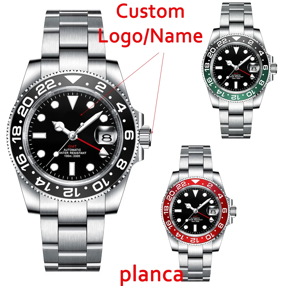 Orologio meccanico automatico luminoso da uomo da 40 mm con movimento NH34 in vetro zaffiro