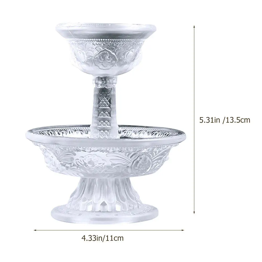 2Pcs Delicate Buddha Cup Glass Offering Bowl Multi-Use Footed Tray Household Bowl Buddhism Supplies Household Offering Cup