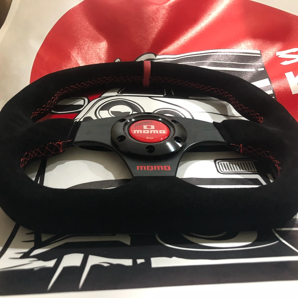 Drift Universal 13Inch Racing MOMO Steering Wheel Car JDM Real Suede MOMO Steering Wheel Volantes For VW HONDA TOYOTA BMW Nissan