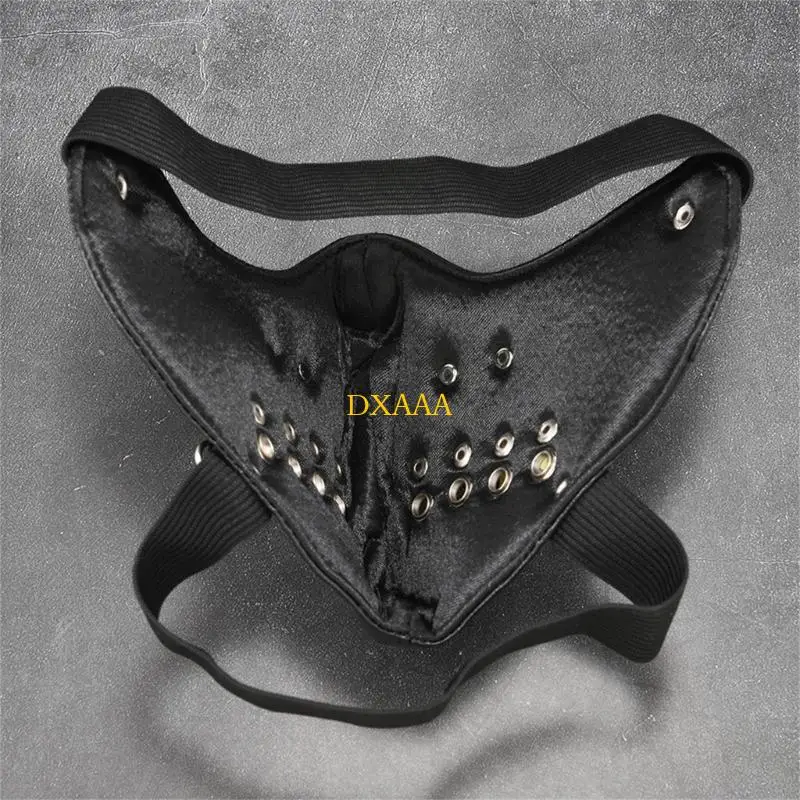 DXAA Rivet Spikes Leather Mask Cosplay Mask Motorcycle Biker Half Face Mask Anti Dust Sports Mask Masquerades Mask Women Men