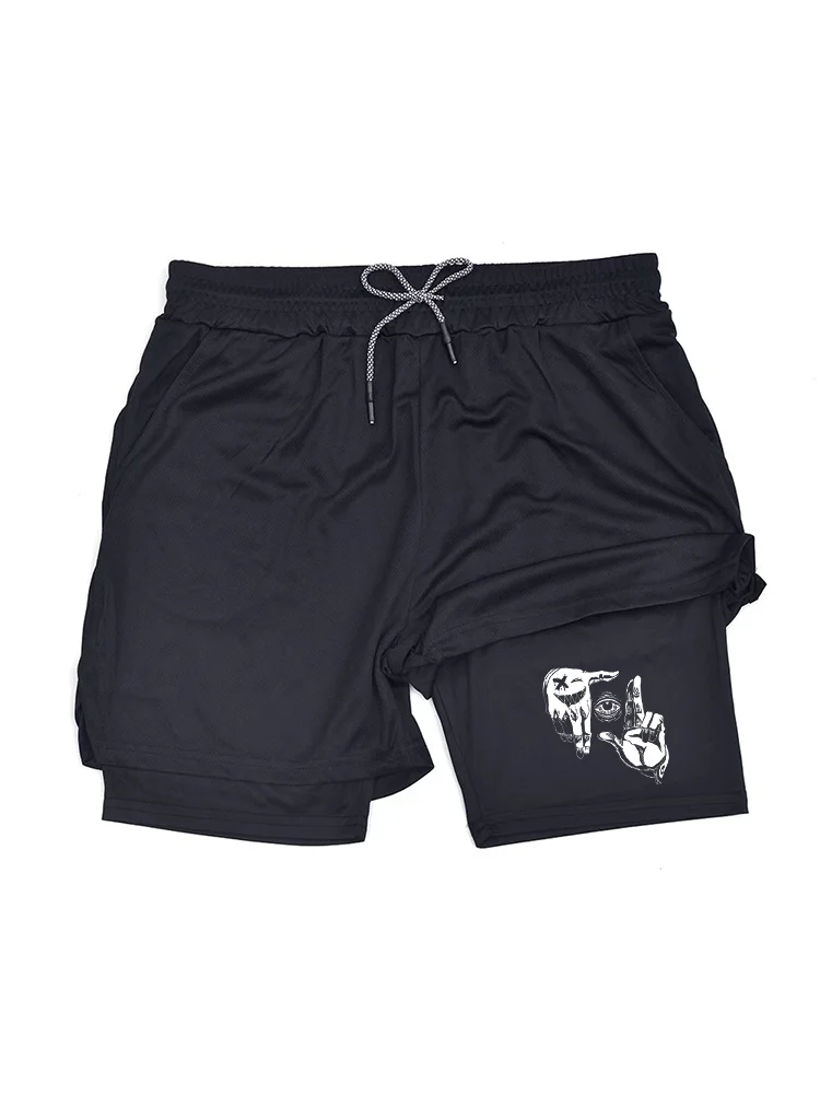 

Быстросохнущие спортивные шорты, мужские брюки для фитнеса 2-в-1, шорты для бега, спортивная одежда с карманом для мобильного телефона, мужская одежда