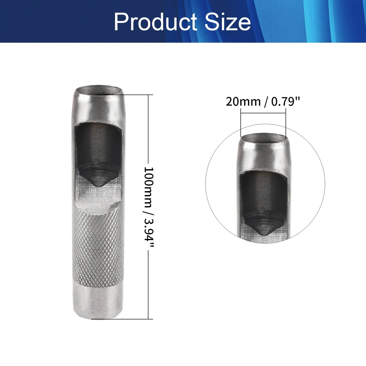 Herramienta cortadora de agujeros redondos huecos de cuero de 20mm, perforadora de cuero de acero al carbono, 1 Uds. Perforadora de agujeros para gatos, herramientas de cuero, punzón Tokonole