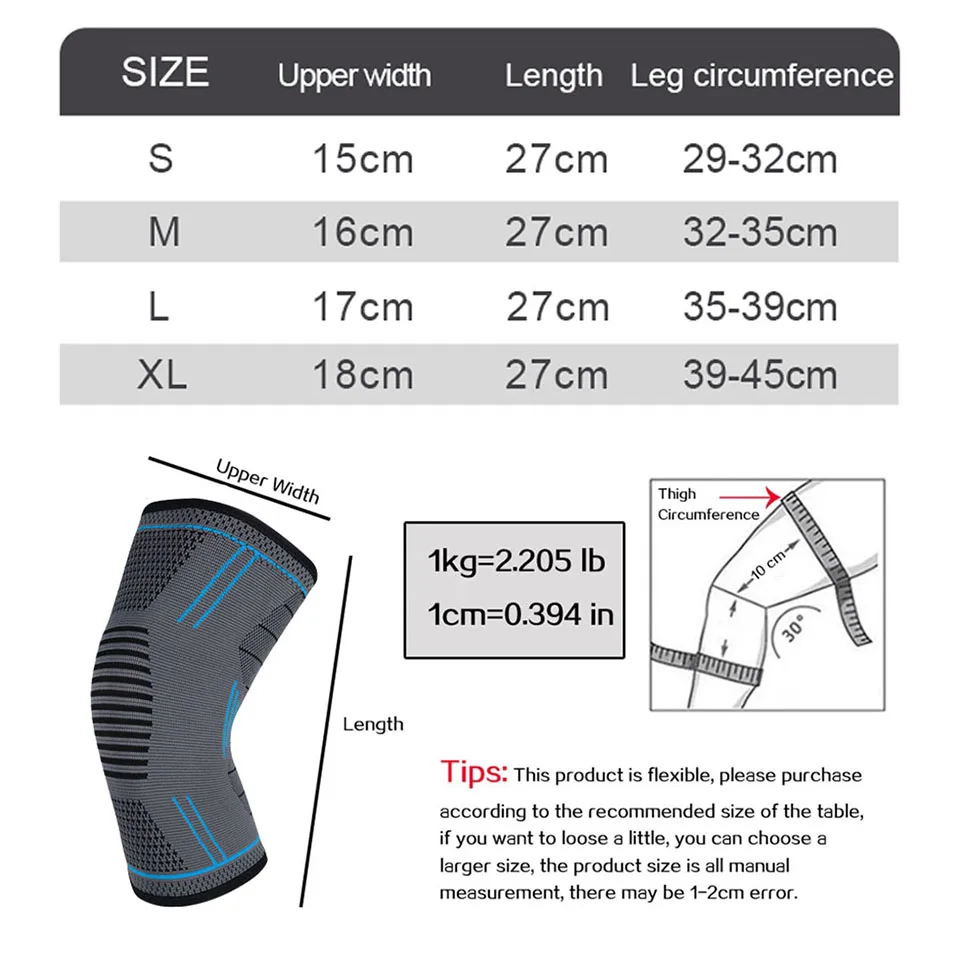 GTUBIKE 1 Pcs Compression Knee Support Sleeve Elastic Knee Pads Brace Springs Gym Sports Protector Basketball Hiking leg guards image 2