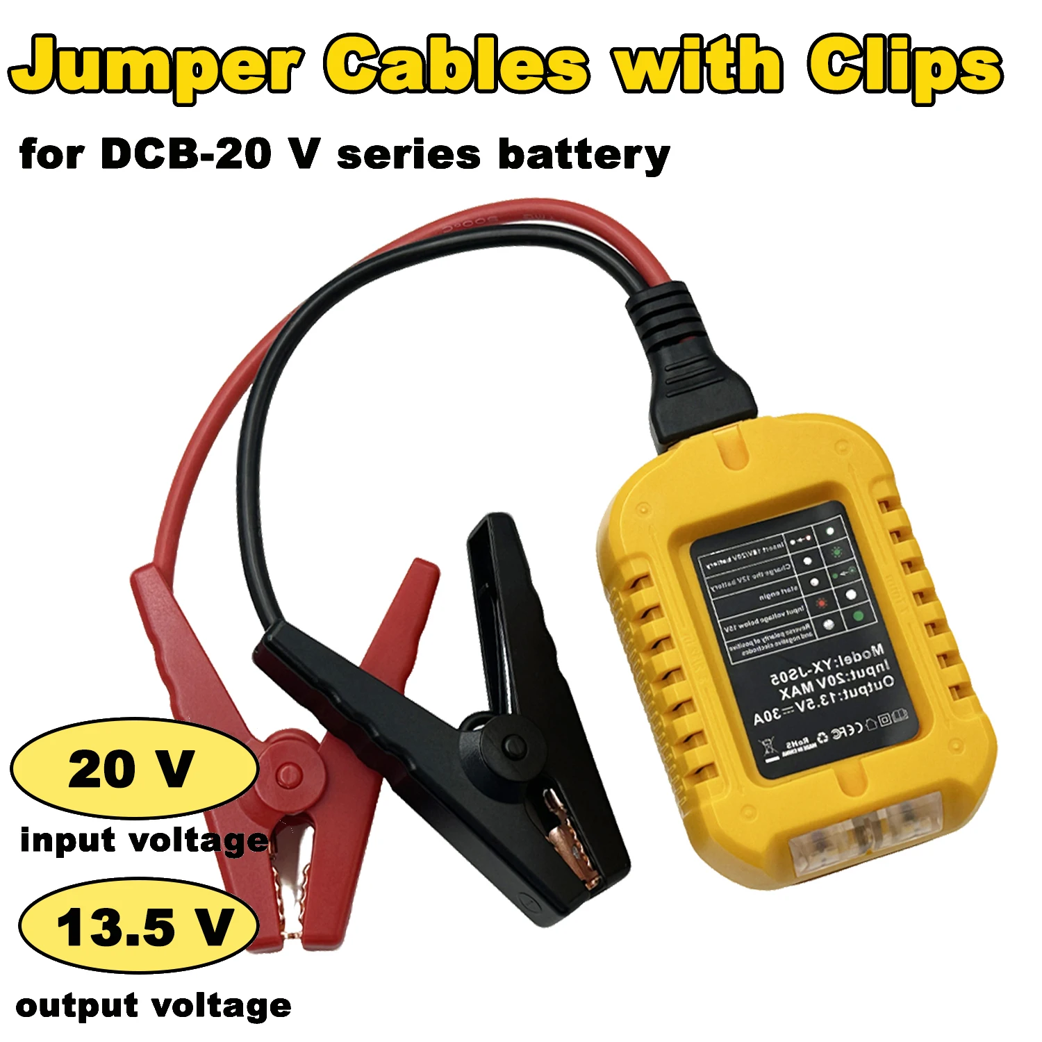 Car Jump Starter Adapter Compatible for Makita/Milwaukee/DW 18 V/20 V battery, Heavy Duty Automotive Booster Cables