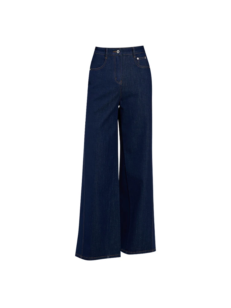 Plones Vaqueros de Mezclilla para Mujer, Estilo Jennie, Azul Oscuro, Pierna Ancha, Cintura Alta, Plones Largos, Moda ...