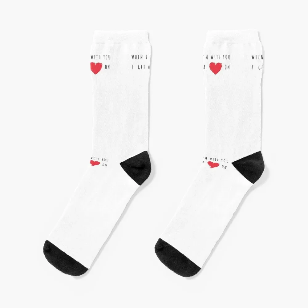 

When I'm with you I get a heart on - Funny and Naughty 2021 Valentines day/Cupid Gift Socks floral retro Ladies Socks Men's