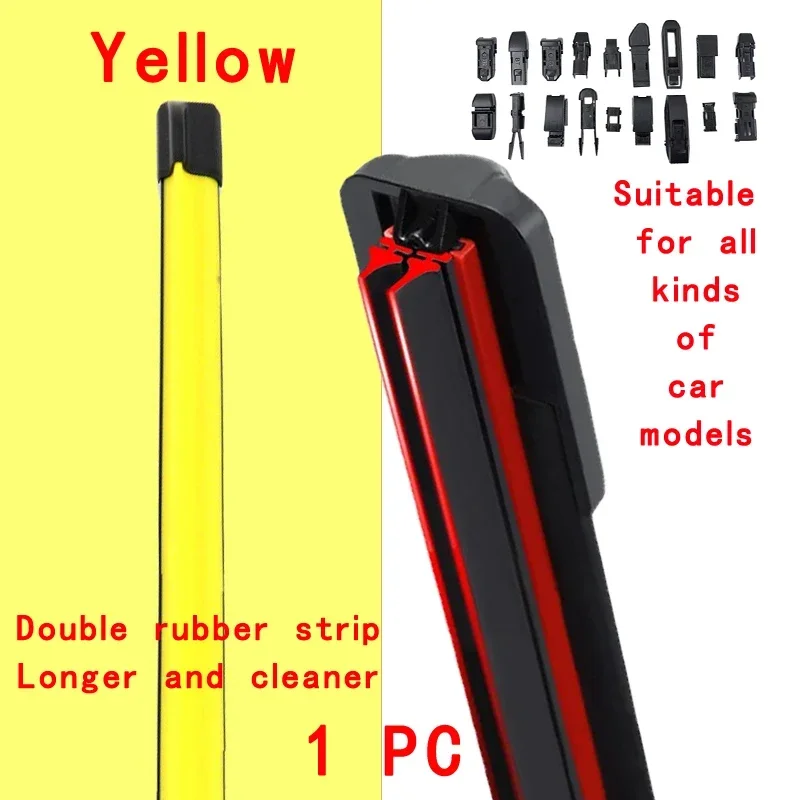 

Yellow Car Windshield Wiper blades Universal Soft Double layer Rubber Frameless Bracketless wipers 14" 16" 19" 20" 21" 22 24"26"