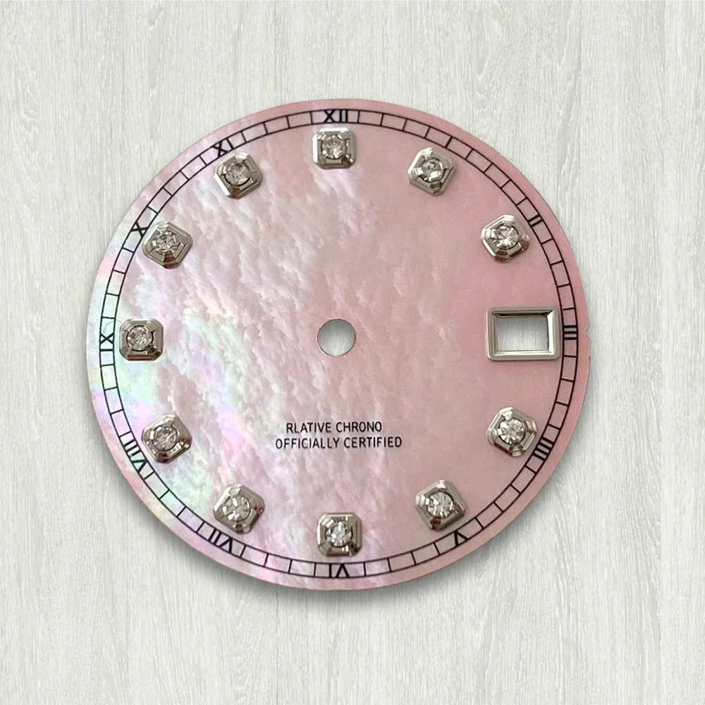 28.5mm S Logo Diamond Shell Dial Fit NH35/NH36/4R/7S Japan Movement High Quality Watch Modification Accessories