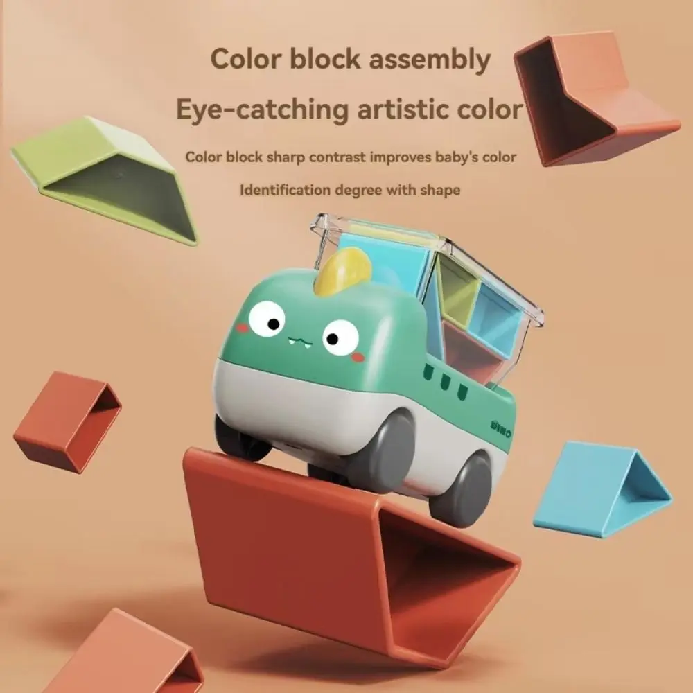 Load-Shaped Cartoon Dinosaur Puzzle Truck Assembly Building Blocks Logic Thinking Training Toys Dinosaur Car Cognitive Puzzle