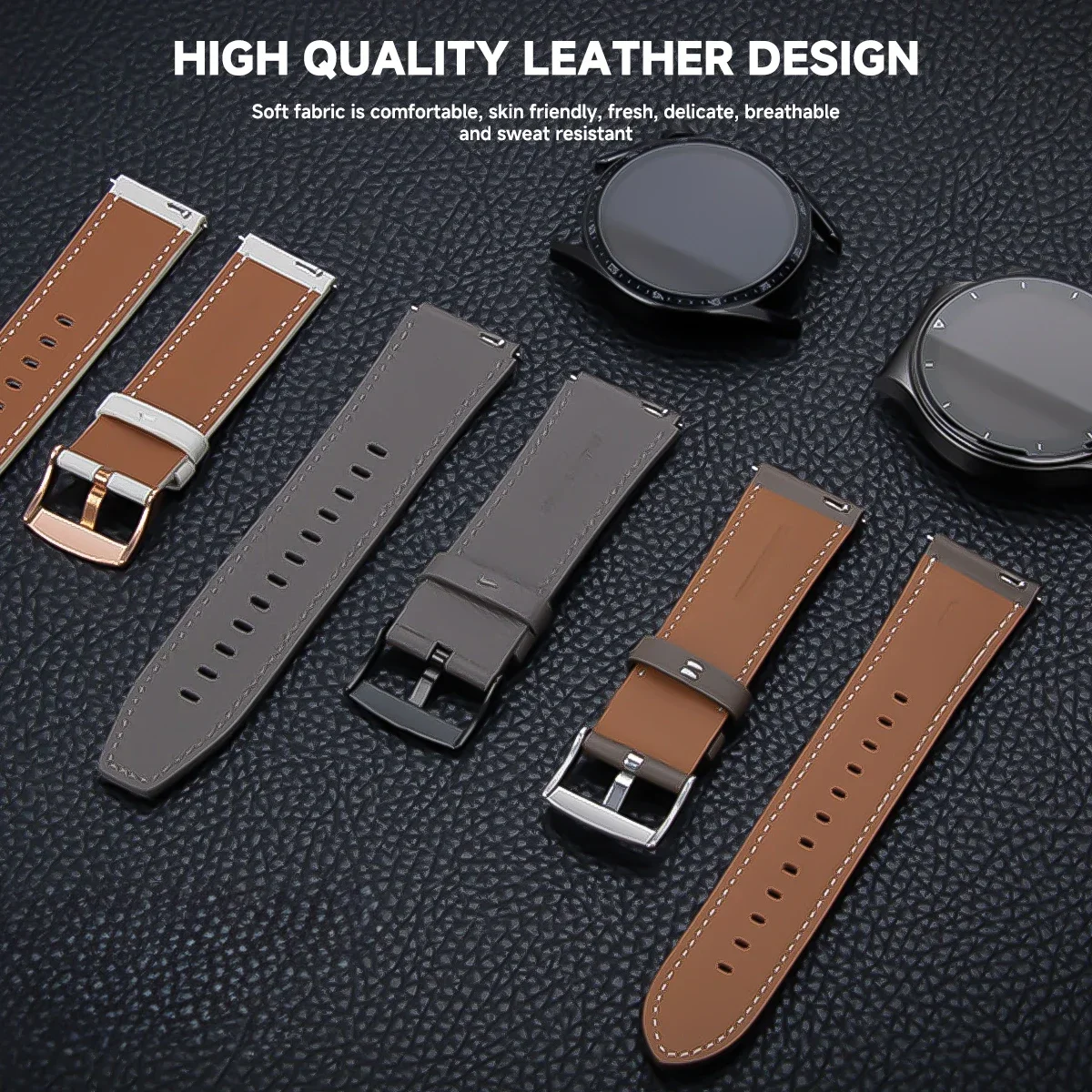 22mm 20mm Leather Strap For HUAWEI WATCH GT 4 46mm WATCH 4 Pro GT 3 GT2 Pro 42mm Buds Band Watchbands Soft Replacement Wristband