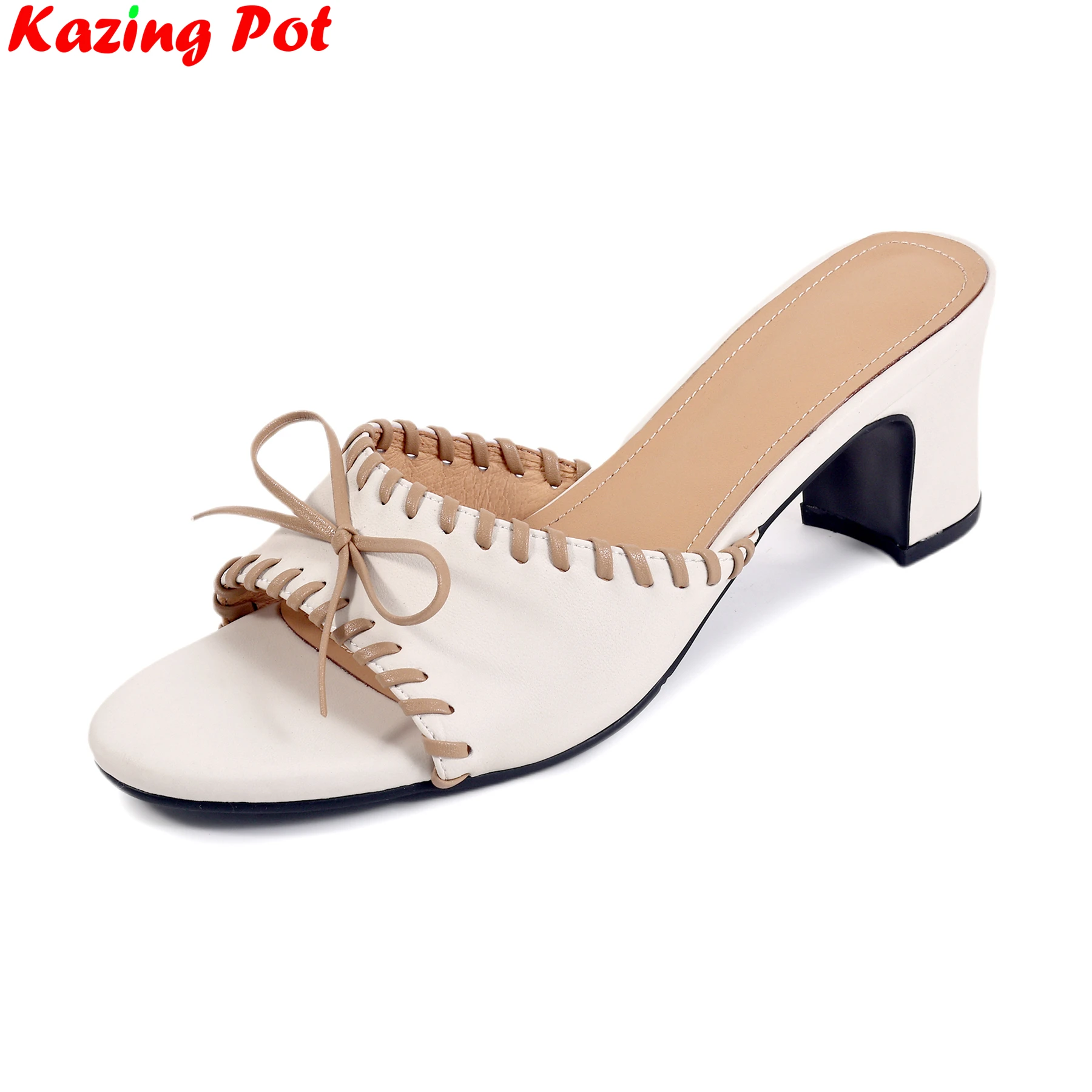 

Krazing Pot, элегантная летняя обувь на высоком каблуке с открытым носком и узлом-бабочкой, современные женские сандалии с открытой пяткой для свиданий и вечеринки