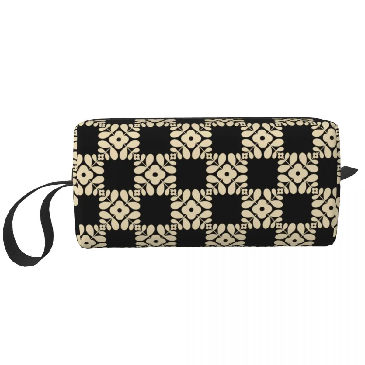 Custom Orla Kiely Prints Lattice Tile Onyx Flower Travel Toiletry Bag for Women Cosmetic Makeup Bag Beauty Storage Dopp Kit Case