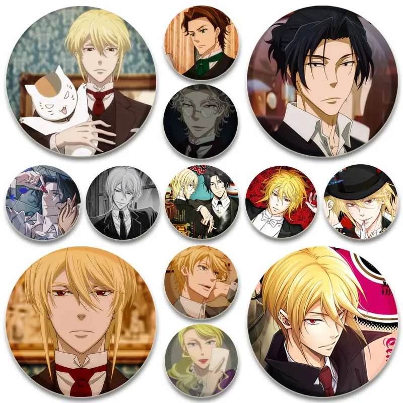 Moriarty The Patriot Tinplate Pins Round Cartoon Snap-in Brooches for Backpack Accessories Anime Collection Badge Hat Decoration