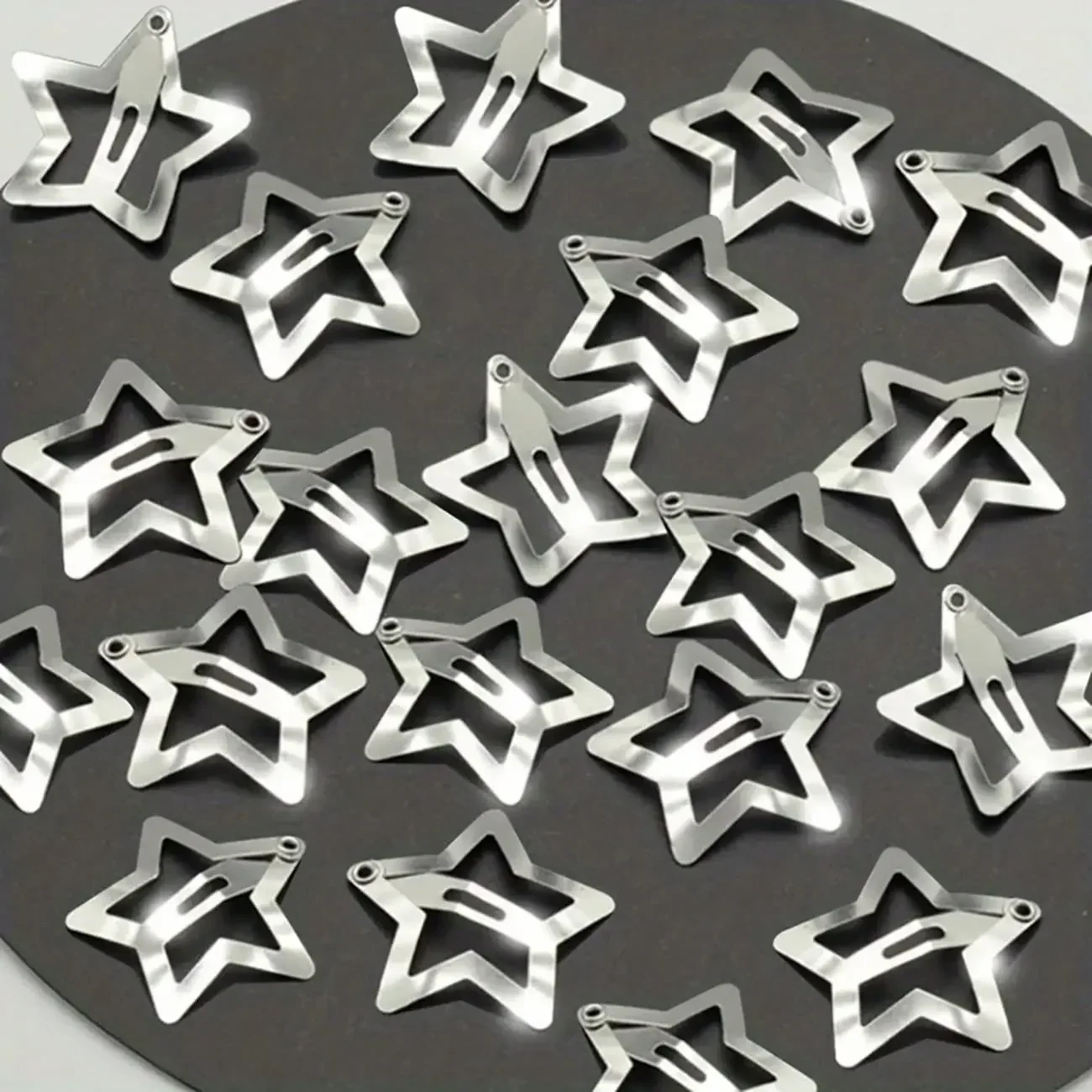 Y2K Silver Star Hair Clips para crianças, estrelas de filigrana dourada, grampos metálicos para meninas, presilhas laterais para mulheres, 2 peças, 10 peças