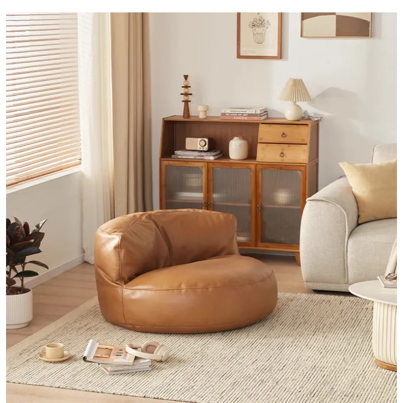 Relaxing Lounge Chair for Lazy Living, Leather Bean Bag Sofa for One Person, Ideal for Small Spaces