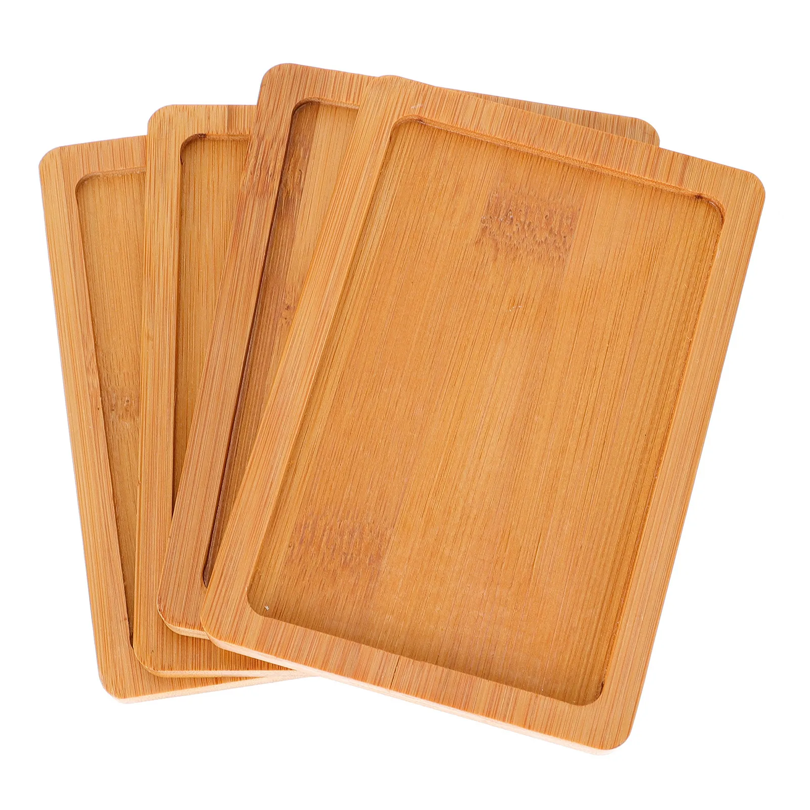 4Pcs Eco Friendly Bamboo Wood Flowerpot Tray Plant Pot Saucer Base for Water Control Protection Multipurpose Snack Service