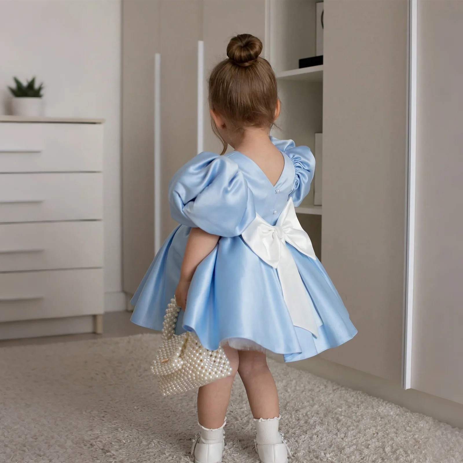 Baby Girls birthday dressesbubble sleeve tutu performance flower girl wedding princess dress