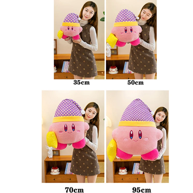 35-95cm Kirby Plush Toy Stuffed Doll Big Size Cartoon Cute Anime Star Hug Pillow Pink Gift for Kids Birthday Room Decoration