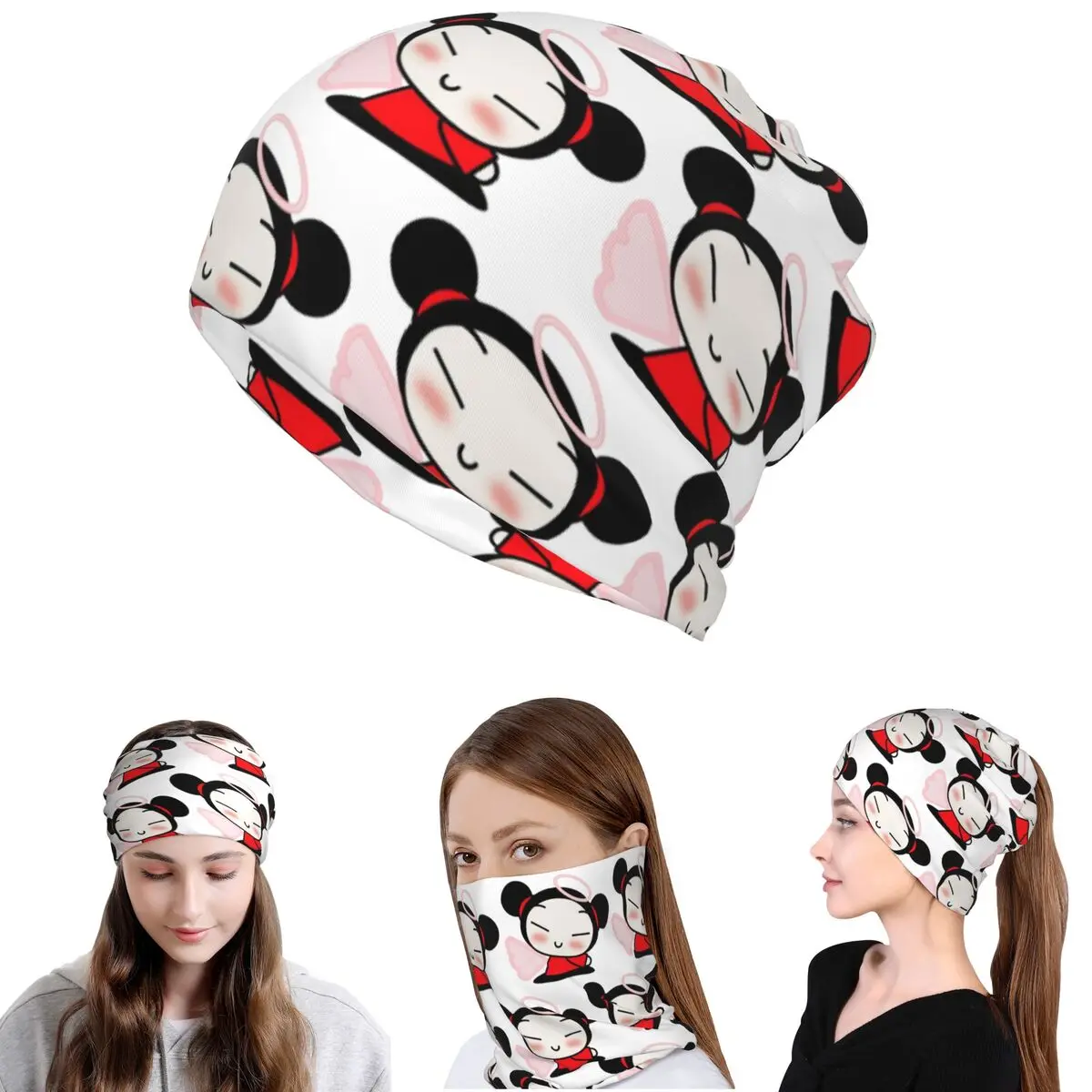 

Cartoon Pucca Bandana Neck Cover Wrap Mask Scarf Multifunction Cycling Scarf Beanies Hat Unisex Adult Breathable
