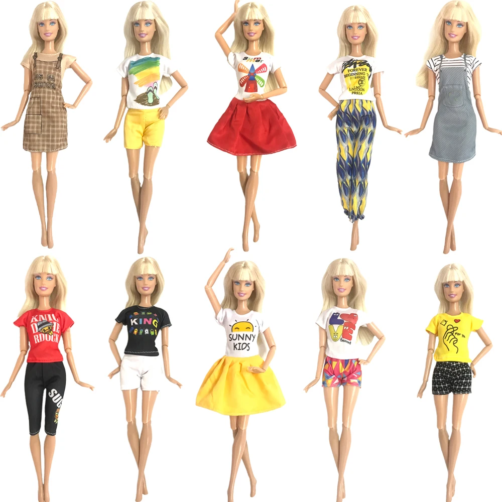 NK NEW Style Doll Summer Dress For Barbie Clothes Doll Accessories Casual Wear Fashion Shirt Pants Shorts  Baby Toys JJ