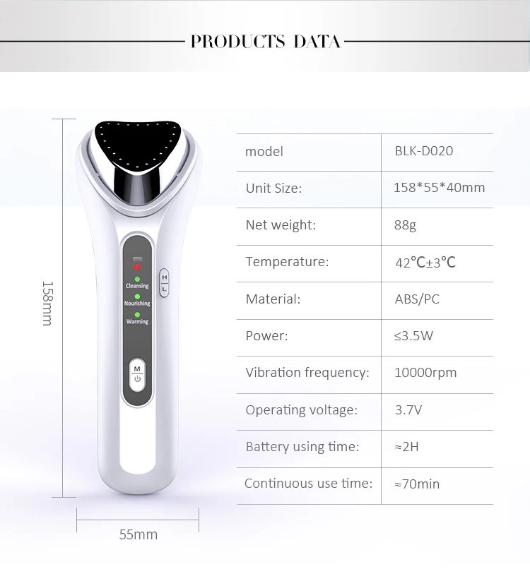 Usb Vibrerende Reiniger Warm Gezichtsvoeding Schoonheid Massager Introducer Microcurrent Gezichtshefapparaten