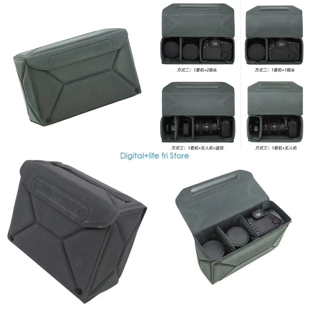 E06D Protective Camera Storage Case For Mirrorless DSLR Lens Accessories Water Resistant Fabric Shock Absorption Travel