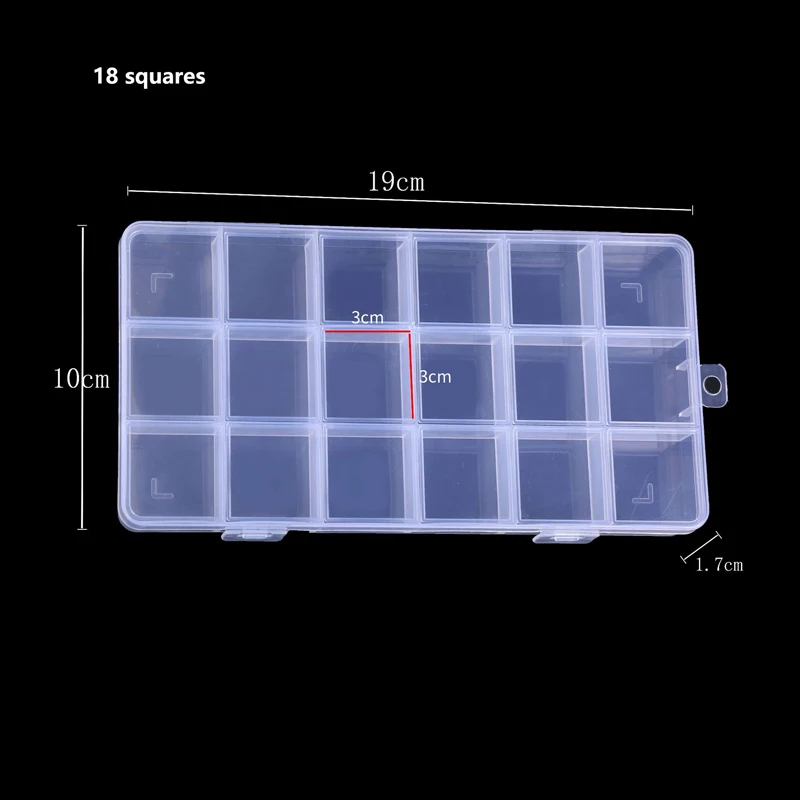 10 12 17 18 28 squares transparent storage box is used for storing and organizing small items such as armor pieces and jewelry