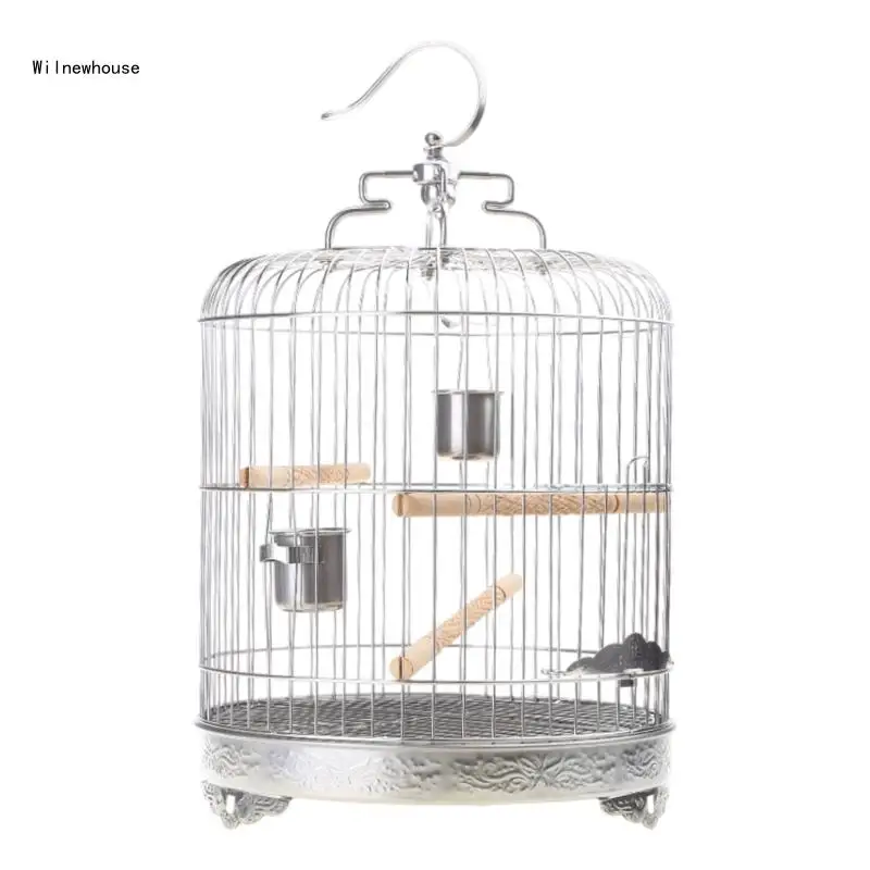 

Bird Travel Cage with Stand Stainless Steel Bowls for Conures Cockatiel Dropship