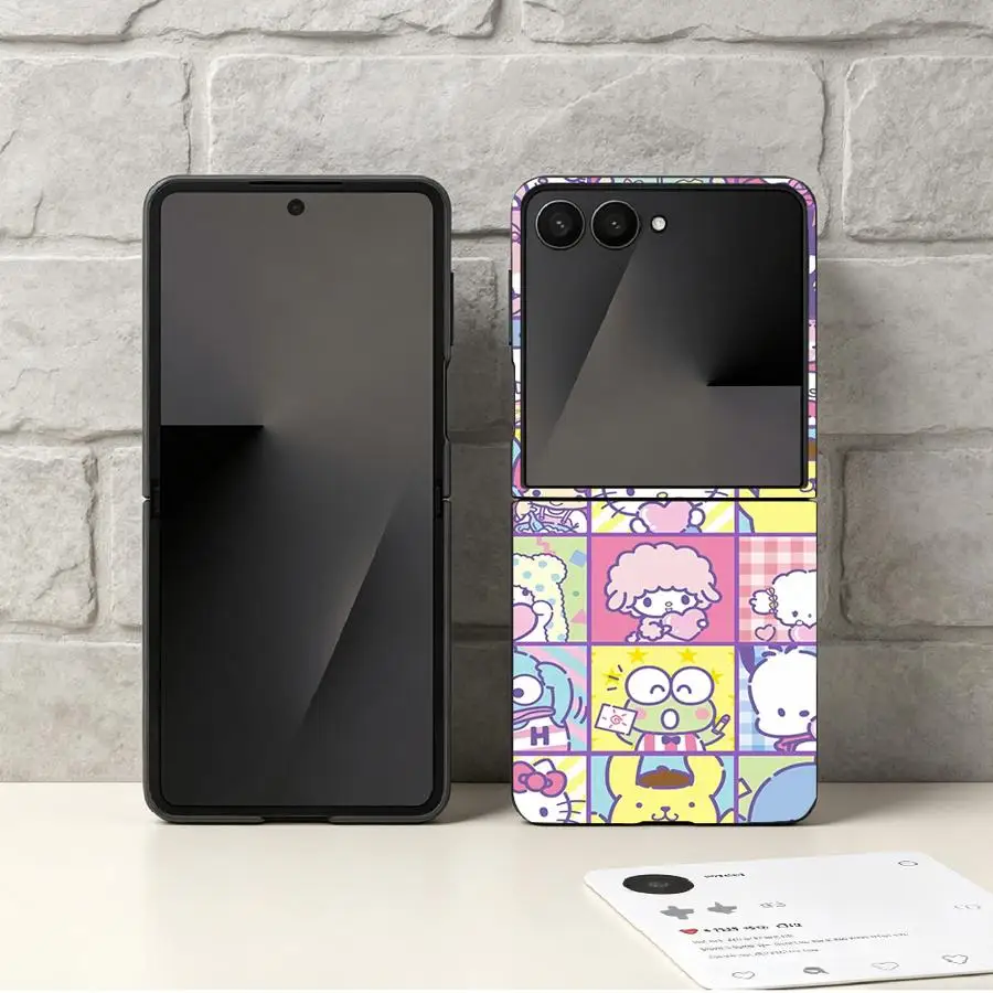 Grid Sanrio Collage Case for Samsung Galaxy Z Flip 8 Z Flip 7 6 5 4 3 Flip6 Flip3 Z Fold 8 7 6 5 4 3 Flip5 Flip7 FE Flip4 Back