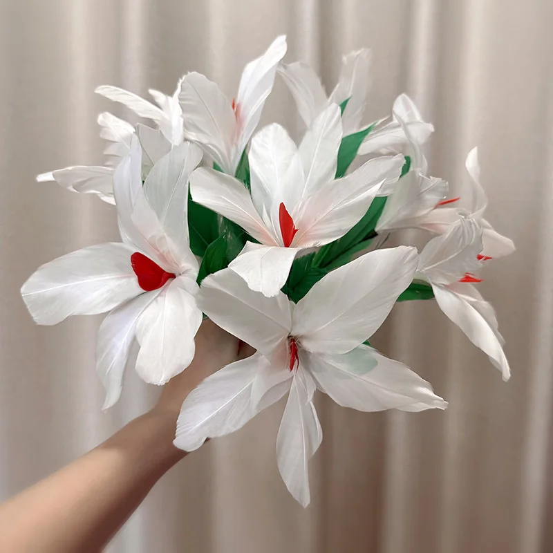 Sleeve Bouquet - White Flower Magic Tricks Feather Bouquets Appearing From Sleeve Flower Production Magia Stage Gimmicks Props