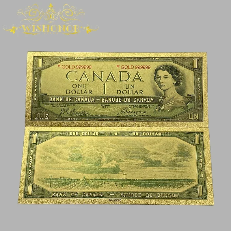 1pcs/lot Nice Canada Banknote 1 10 100 Canadian Dollar Banknote in 24k Gold Plated For Collection