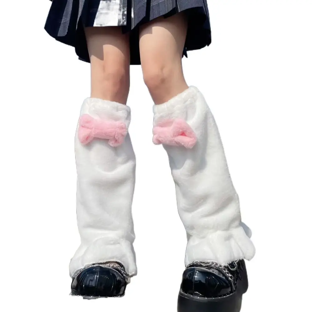 Kawaii تكدرت حافة القوس أفخم تدفئة الساق النمط الياباني Bowknot المرأة جوارب غطاء الساق الكورية نمط الفتيات #4