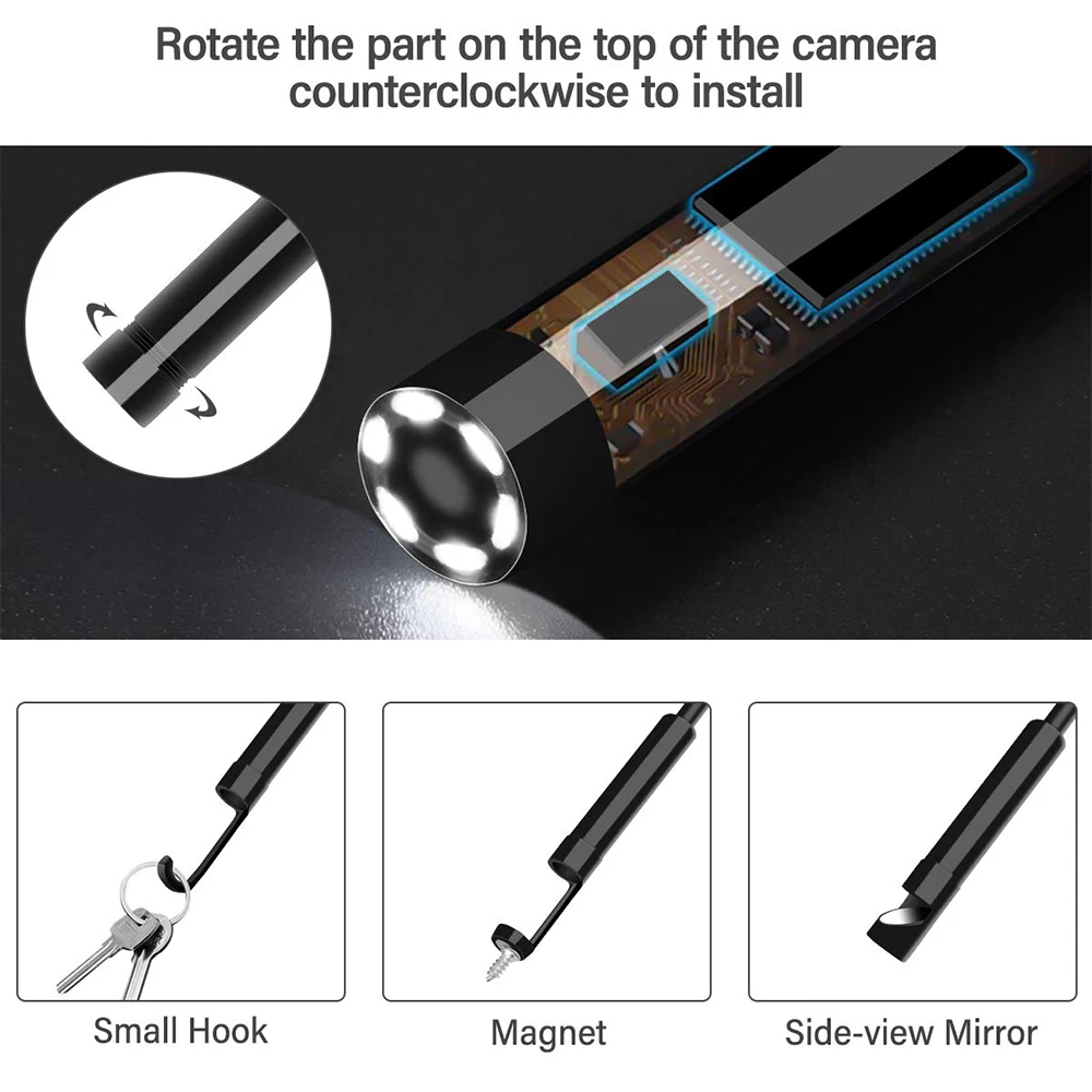 Auto Focus Industrial Endoscope Camera 4.5'' Screen 11 MM HD1080P Sewer Pipe Inspection Borescope IP68 Waterproof LEDs