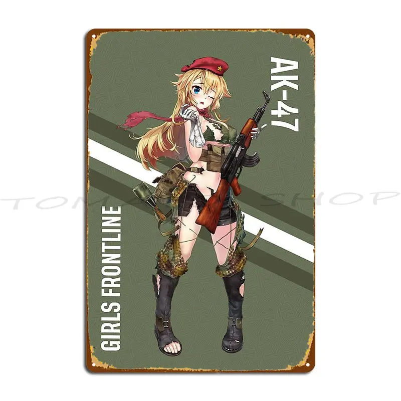 Welcome To Ak-47 Girls Frontline Metal Signs Garage Wall Decor Retro Garage Designer Tin Sign Poster