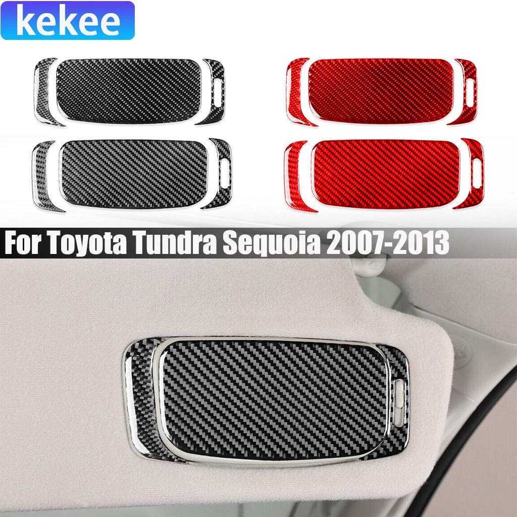 Carbon Fiber Car Accessories Vanity Make-up Mirror Modified Interior Trim Cover Soft Sticker For Toyota Tundra Sequoia 2007-2013