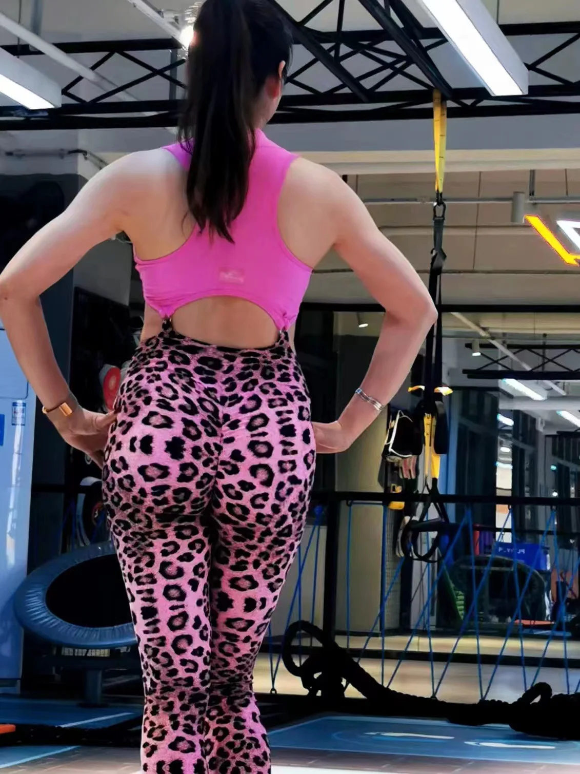 Canotta da corsa elastica da donna, vita alta, sollevamento dell\'anca, stampa leopardata, tuta da Yoga Fitness, Sexy, primavera, estate, 2022