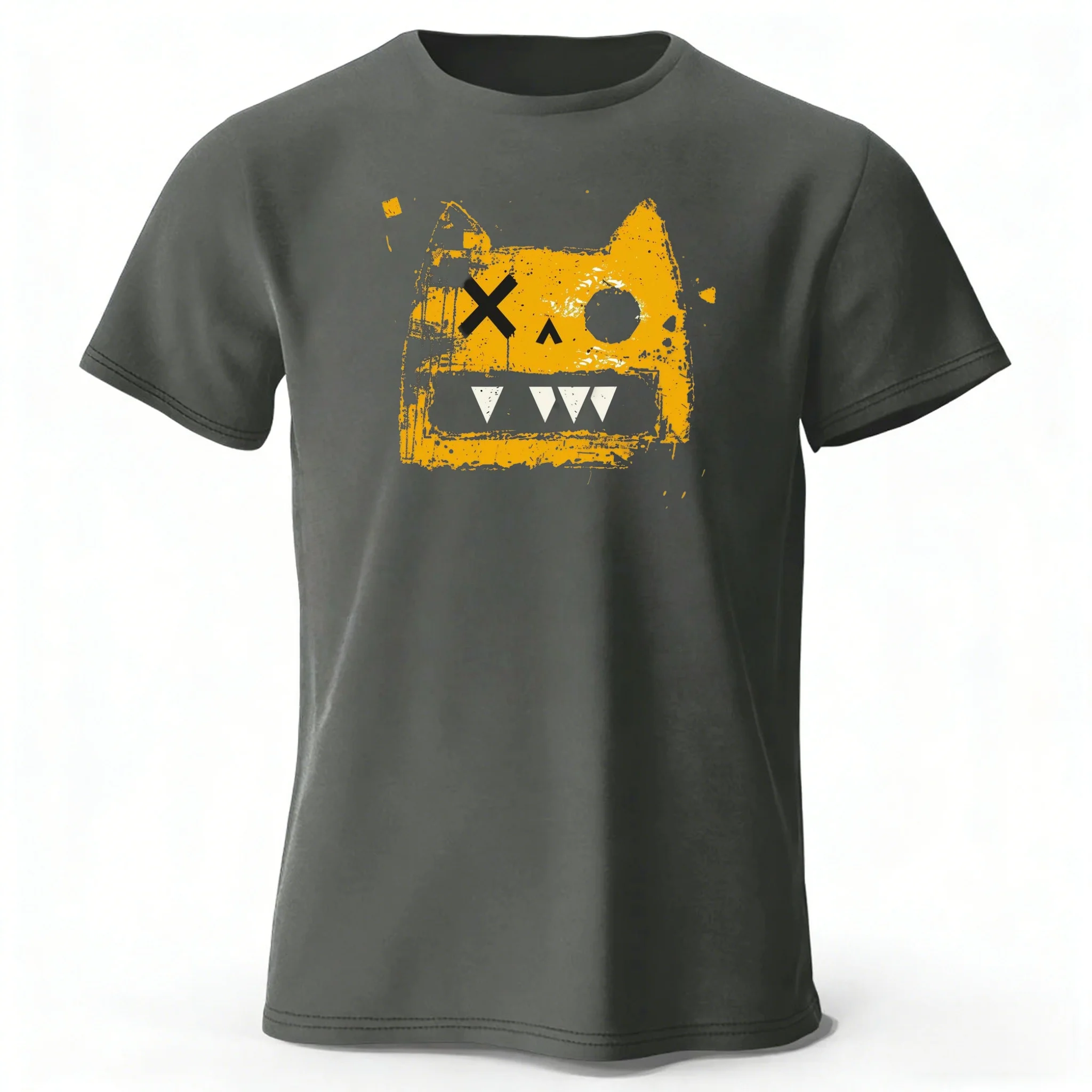 Kreatives Graffiti-Stil Katzen-T-Shirt aus hochwertiger Baumwolle, kurzärmelig, für den Alltag, lässig, locker, groß, bequem, atmungsaktiv, Sport-T-Shirt für Herren