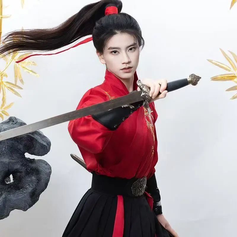 خمر Wuxia القتالية Hanfu التقليدية الصينية كرين الخيزران التطريز المرحلة دعوى الرجال النساء هالوين تأثيري الملابس كبيرة