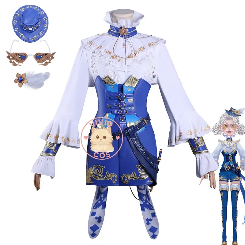 

Popular game Identity V cosplay costume anime Lily Barrielle cute role play blue lady uniform dress comic A;2,C'4,H.